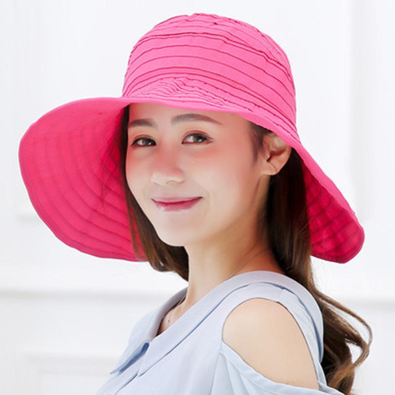 LSF 50 + Damen Visor Tragbarer Großer Rand, Schmal Faltbarer Leerer Oberteil Fischerhut