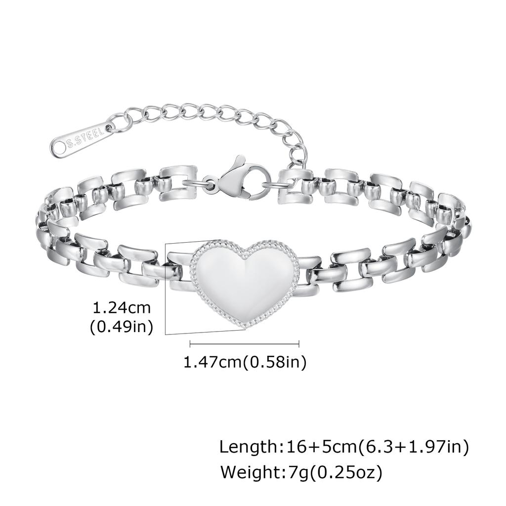 Vnox Edelstahl Liebes-Handgelenkband für Damen Gold Silber Farbe Armband Kette Armbänder Mädchen Herz Schmuck Mädchen Mama Geschenk
