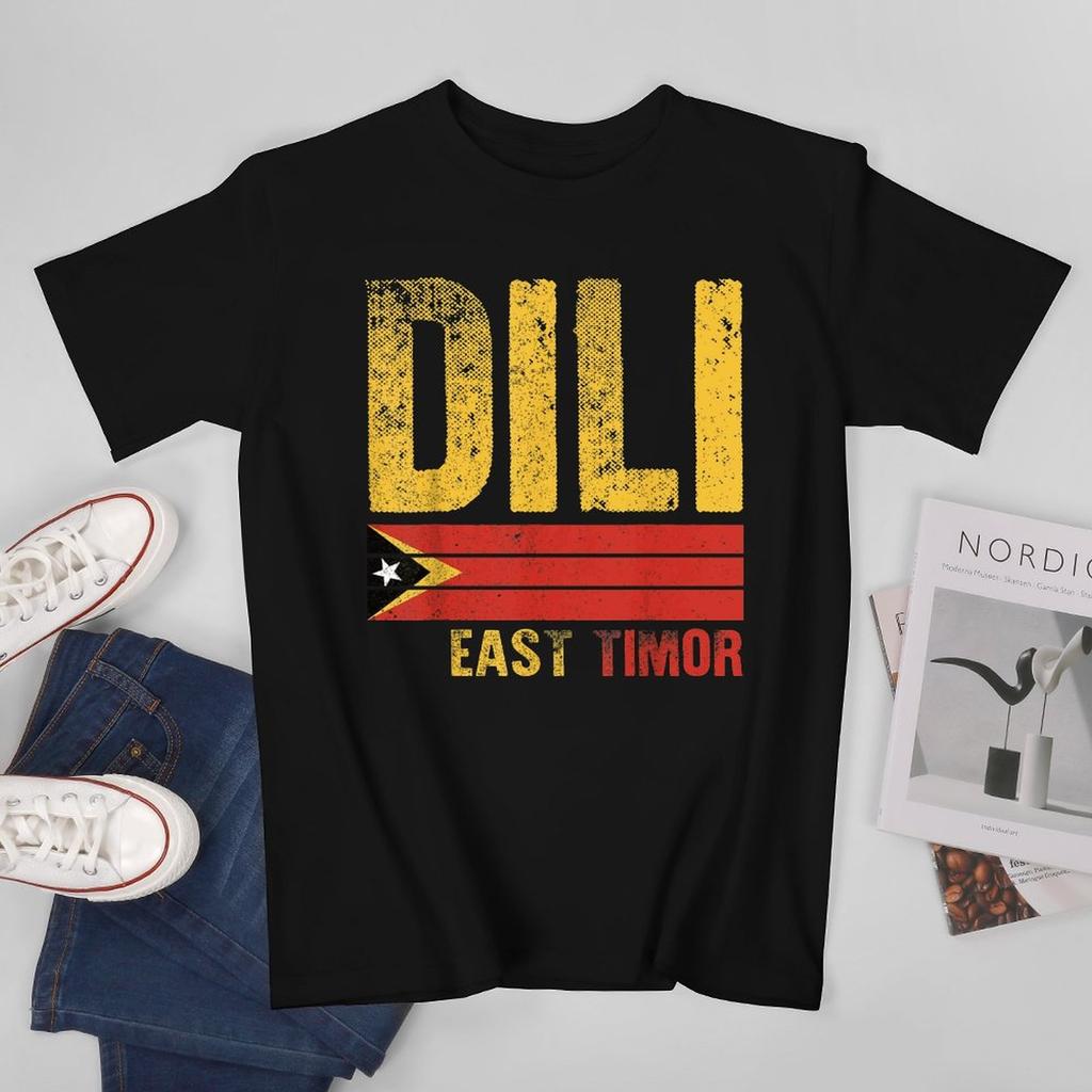 Mehr Design Osttimor Flagge Unisex T-Shirt Tees T-Shirt Rundhals T-Shirts Unisex Jungen Kleidung 100% Baumwolle