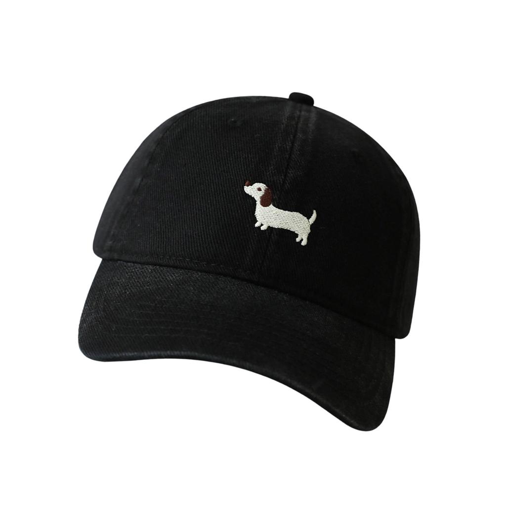 Cartoon Puppy Stitched Cotton Hat Lightweight Adjustable Closure Unisex Fashion Headwear 6 Colors