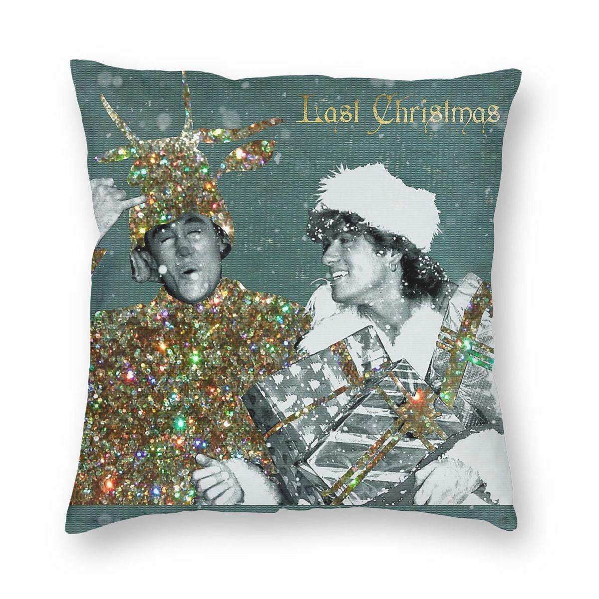 

Wham Last Christmas Square Pillowcase Polyester Linen Velvet Pattern Zip Decor Car Cushion Case 18 12x12Inch