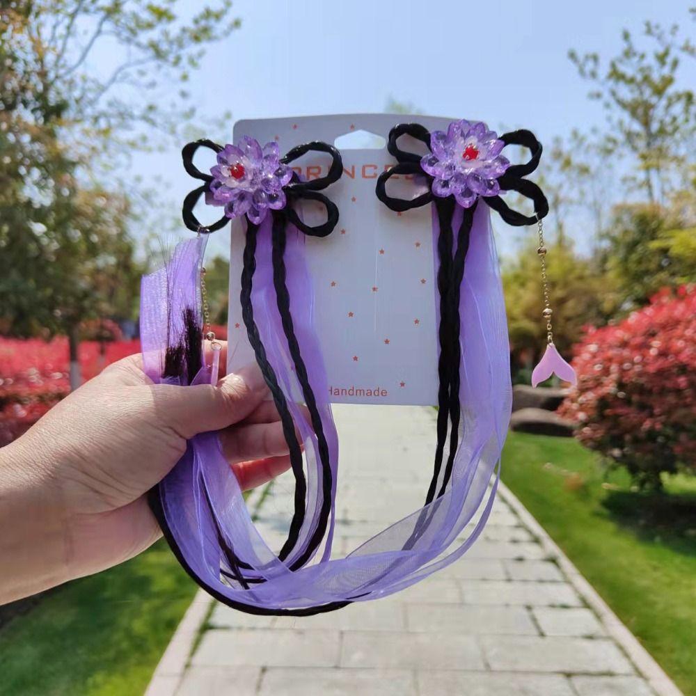 Wig Hanfu Braid Hairpin Kids Headwear Flower Tassel Hair Clips Chinese Style Butterfly Hairpin