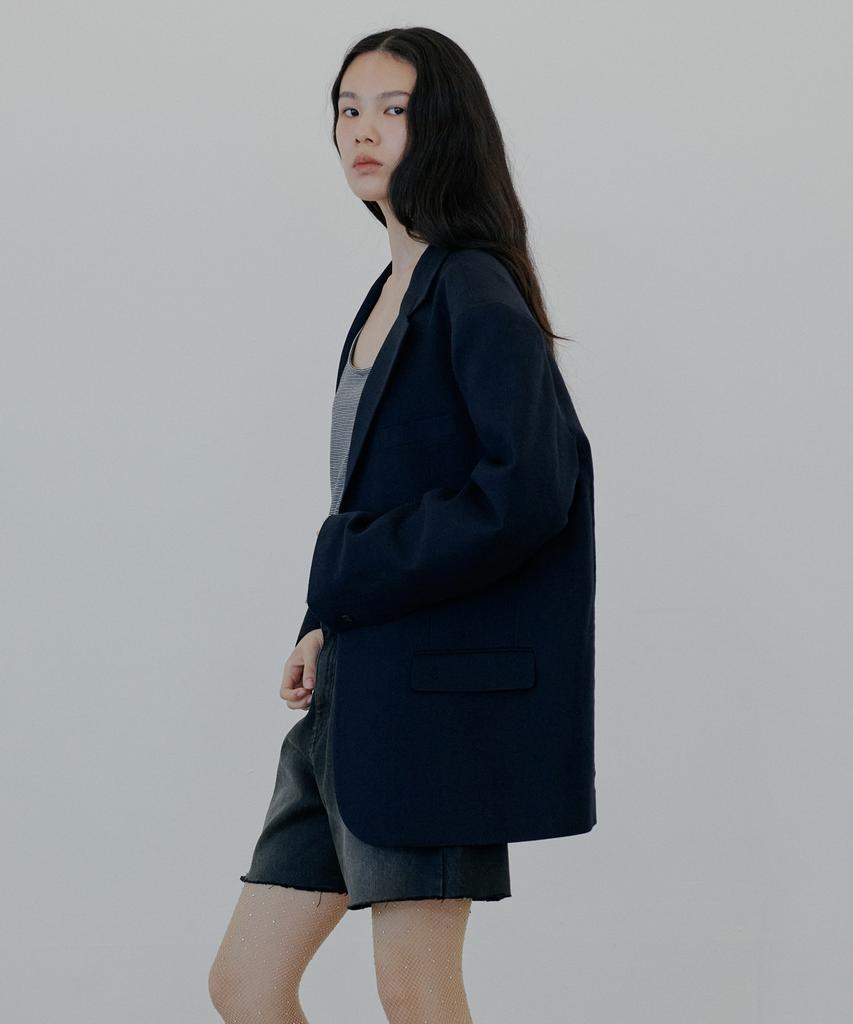 Nuakle (W) Linen Jacket_Navy