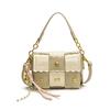 This year's popular bags 2025 spring new Korean version fashion splicing small square bag personalized rivets niche messenger bag
