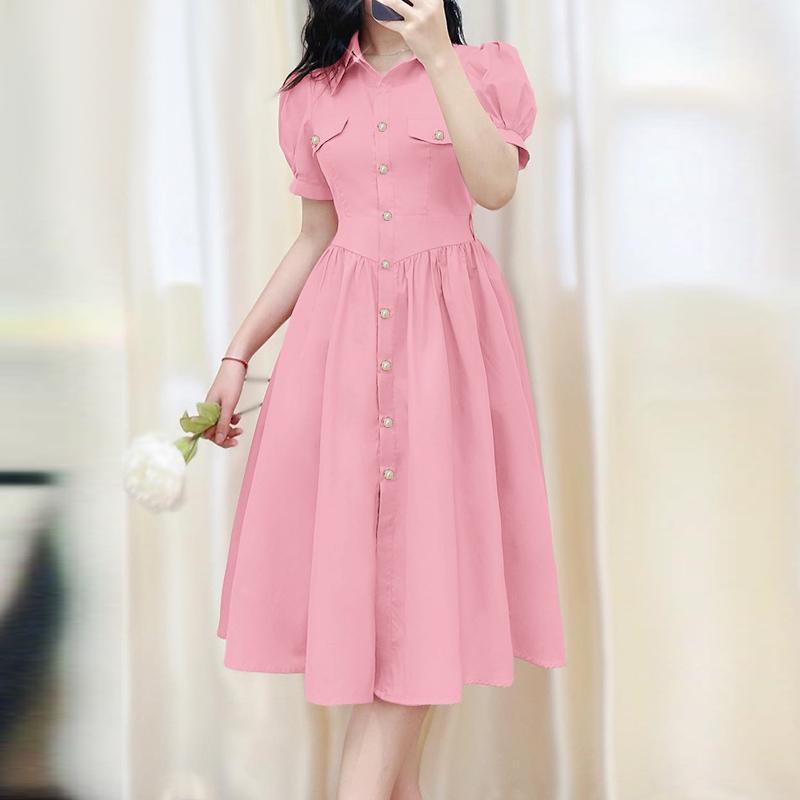 ZANZEA Vestido Casual de Verão Feminino com Gola Reversível, Cor Sólida e Manga Curta