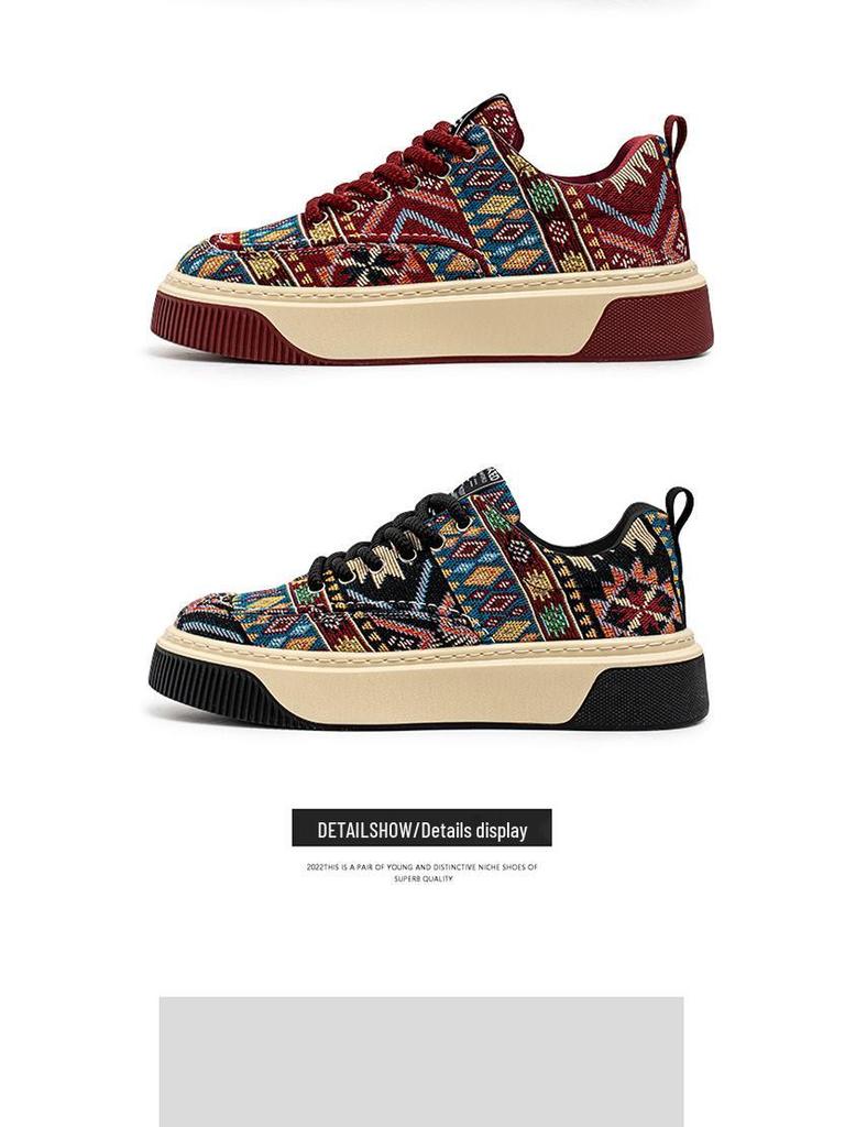 Pánské trendy retro plátěné tenisky s nízkým svrškem - ležérní jarní/letní streetový styl