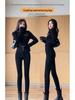 Women's High-Waist Slimming Leggings with Velvet, Button Detailing - 2024 Autumn/Winter Style