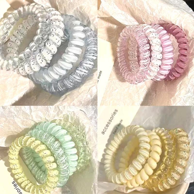 4Pcs Womens Spiral Hair Ties Telephone Wire Cord Elastic Hair Bands Accessories For Daily Travel Party Use