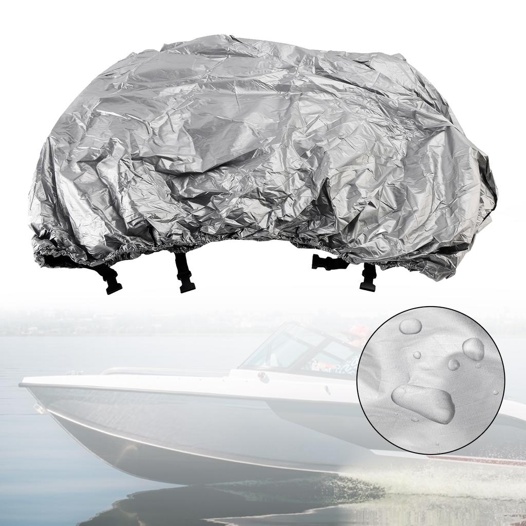 Heavy Duty Boat Cover Waterproof Silver For 16-18Ft Fishing Ski Bass Shelter