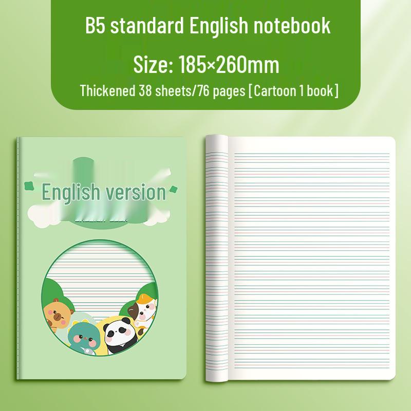 Primary School English Workbook for Ages 3-6 - Thick 16k Pages, Cartoon Cover