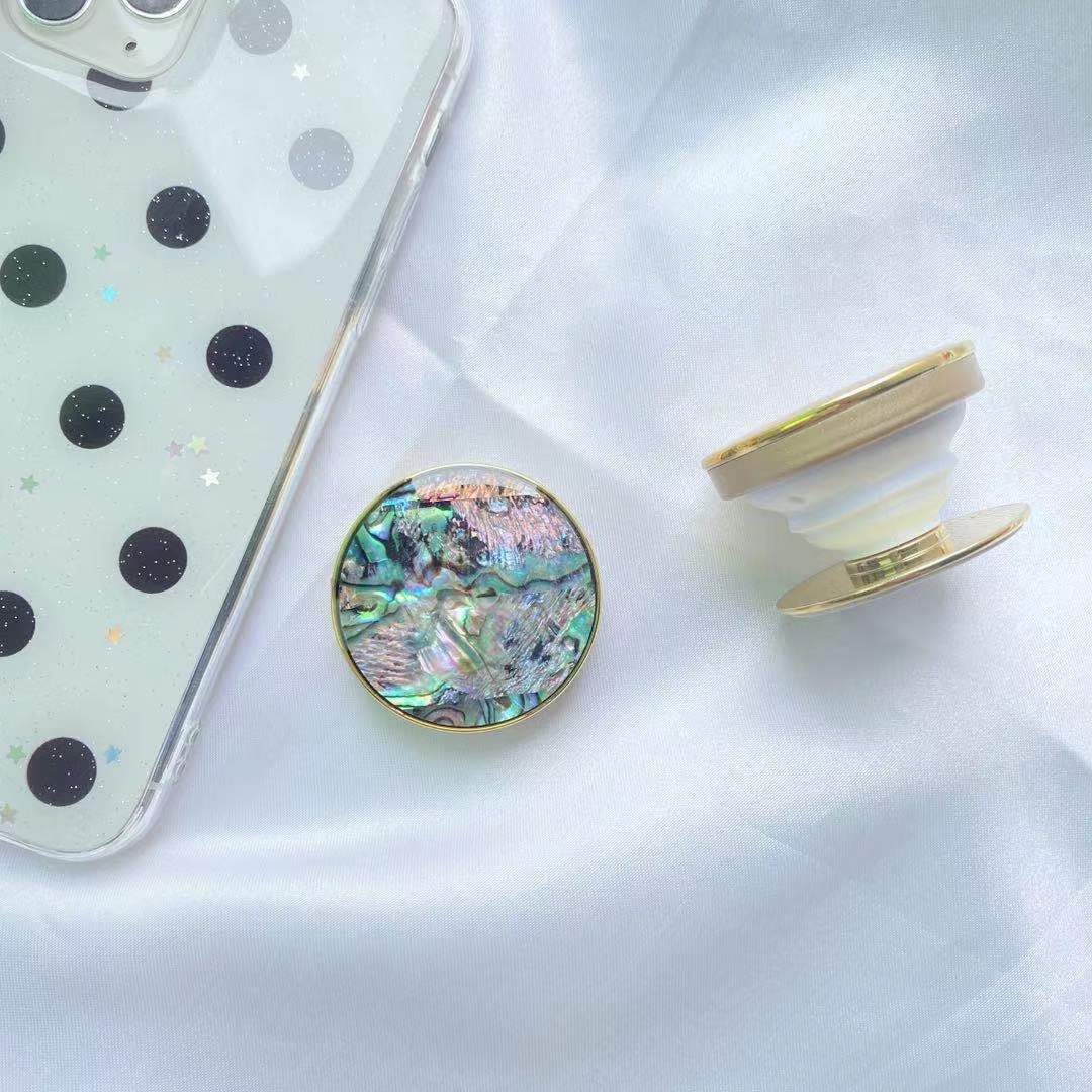 Fan Shell Pattern Shell Mother Expandable Airbag Bracket Drip Gold Border Circular Air Cushion Mobile Phone Bracket Desktop