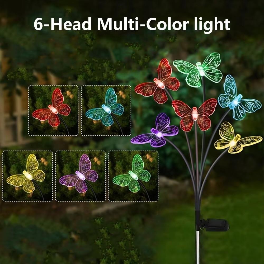 6/8/10 Heads Solar Butterfly Lights Outdoor Multi-Color Changing Butterfly Solar Lights  Lawn Yard