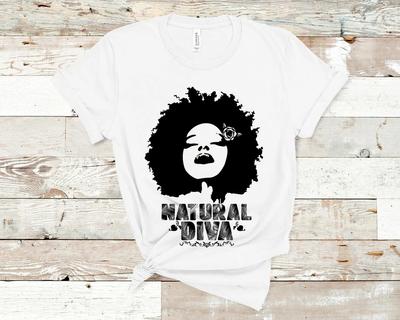 Natural Diva T-Shirt Black Hair Shirt Melanin Hairstyle Afrocentric Women Locs