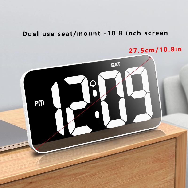 1pc, Large Digital Wall Clocks,  LED Display Digital Alarm Clock, LED Oversized Electric Clock With Date, Week, Temperature, Adj