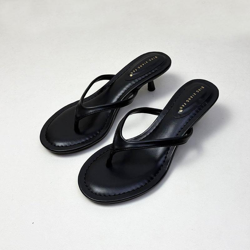 Fashion Fashion Round Toe Ladies Low Heel Slippers Shoes Spring Summer Women Heeled Slides Slippers Female Flip flops Sandals Pumps