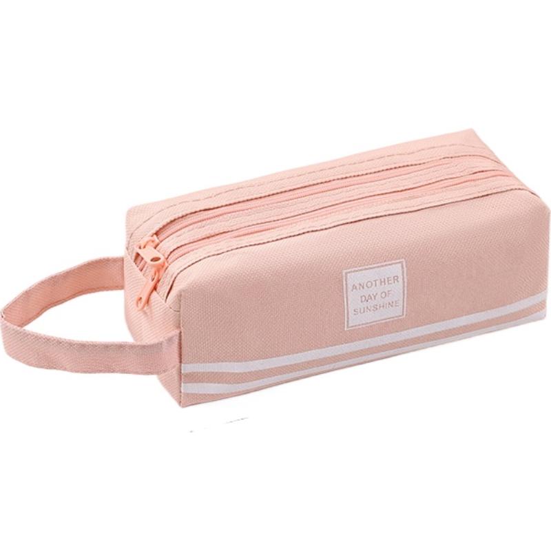 Pencil Cases Bag Canvas Pen Box Pouch Double Layer Large Capacity for Girls Back To School Student Supplies Stationery