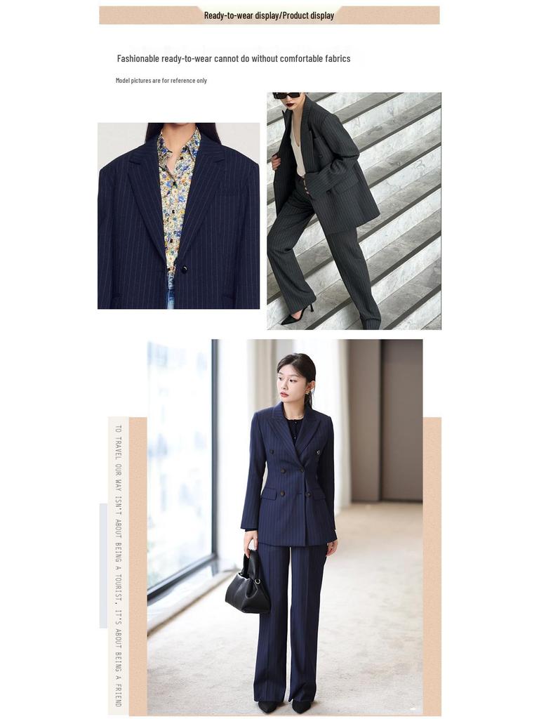 Gestreifter Arbeitsanzug für Frühling & Herbst - Polyester Viskose Spandex