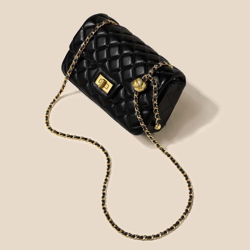 Hot-selling Leather Bags Women's Head Layer Cowhide Style Rhombus Chain High-end Armpit Single-shoulder Crossbody