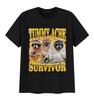 Fun Stomach Pain Survivor Raccoon Emoji Print Short Sleeve Tshirt for Women Humorous Cute Summer Casual Tshirt Clothing
