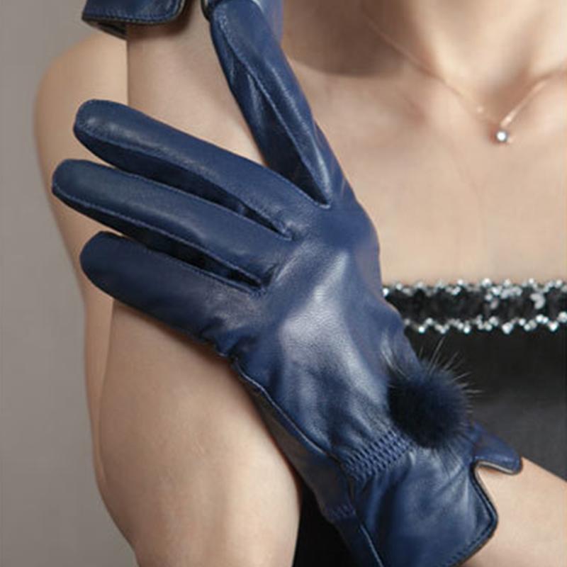 Mănuși din piele naturală pentru femei Mănuși de ciclism din catifea îngroșată și caldă