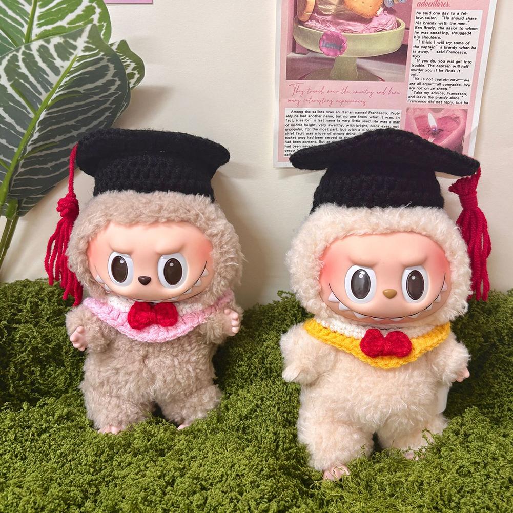

For 17cm Labubu Doll Clothes Fashion Clothes Bachelor s Cap Color Match Graduation Cap Bachelor Hat Dolls Accessories Cute Decoration 01