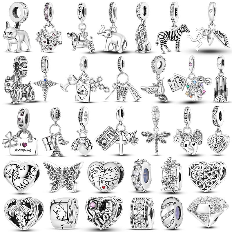 Dangle Charms White Beads Copper Fit Original Bracelet Jewelry Diy For Woman Pendants Charms