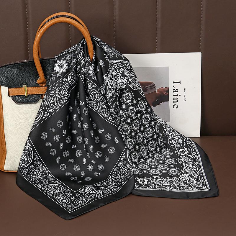 Fashion Print Silk Hairbands Scarf Women  Spring New Elagant Floral Bandana Neck Kerchief Head Bands Foulard Female Scarfs