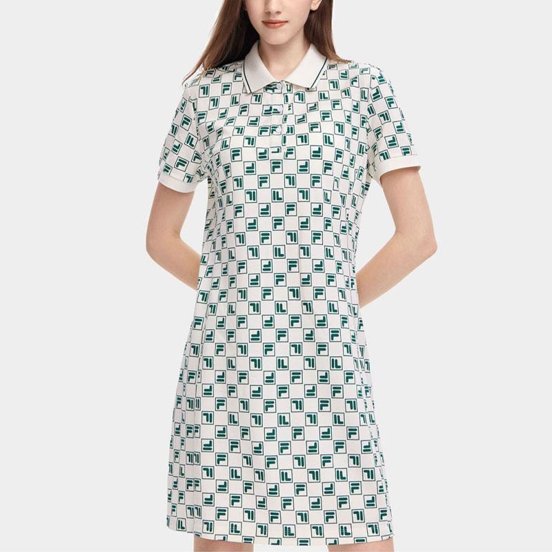 FILA SS24 Vintage Floral Casual Polo Dress Women Dresses F51W429314A-ZD