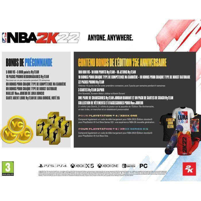 Nba 2k22 - édition 75ème anniversaire jeu xbox one