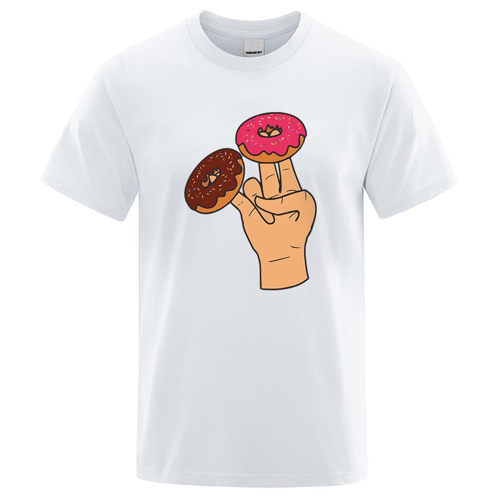 Two Donuts Are Needed Every Day Printed T-Shirts Men Casual Loose Clothing Oversized Summer Tops Cotton Hip Hop Harajuku Tshirts