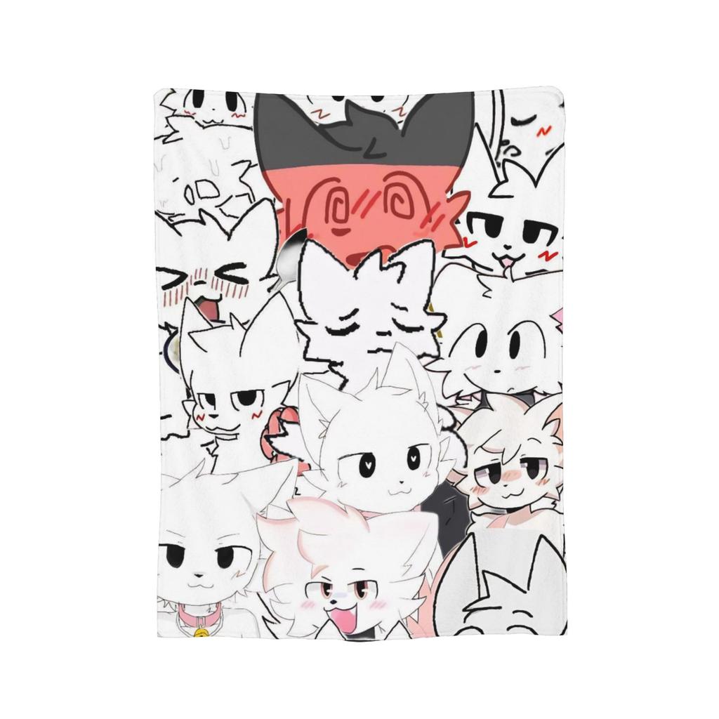 Boykisser Silly Cat Cartoon Blanket Fleece Spring Autumn Multi-function Ultra-Soft Throw Blanket for Bed Travel Rug Piece