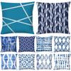Blue Geometric Printed Throw Square Pillow Cover Sofa Chair Cushion Pillowcase