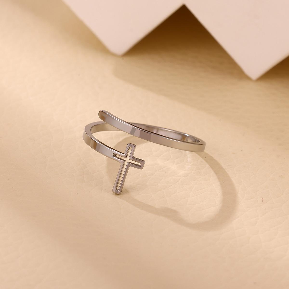 

Minimalist Corss Hollow Opening Rings For Women Flower Buds Anillos Fashion Ring Gold Color Romantic Jewelry Party Punk Gift resizable