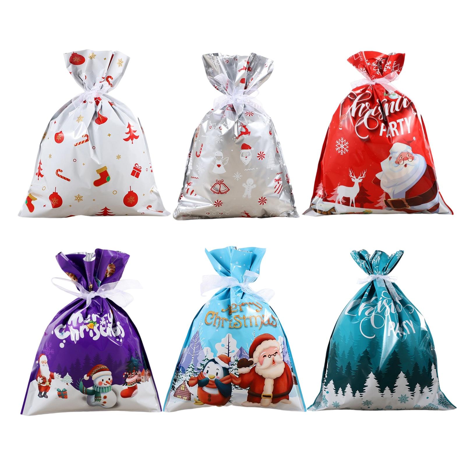 

Drawstring Christmas Gift Bags, New Foil Gift Bags, Decorative Gift For Holiday Celebrations, Portable Multicolor Gift Pouches For Kids One Size белый