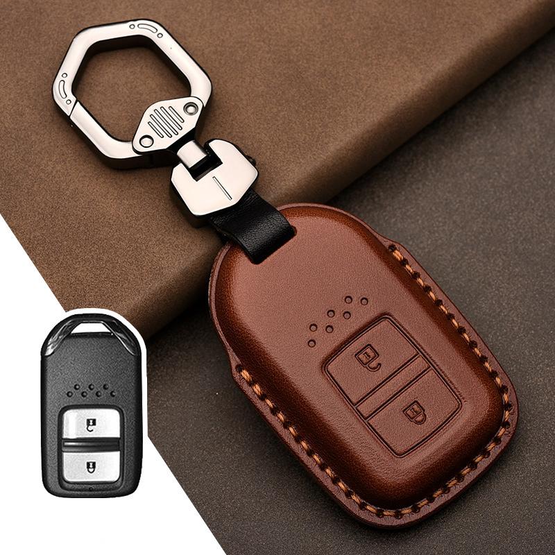 Leather Car Key Case Cover Shell for Honda Civic Accord Fit Hrv Crv Jazz City Protector