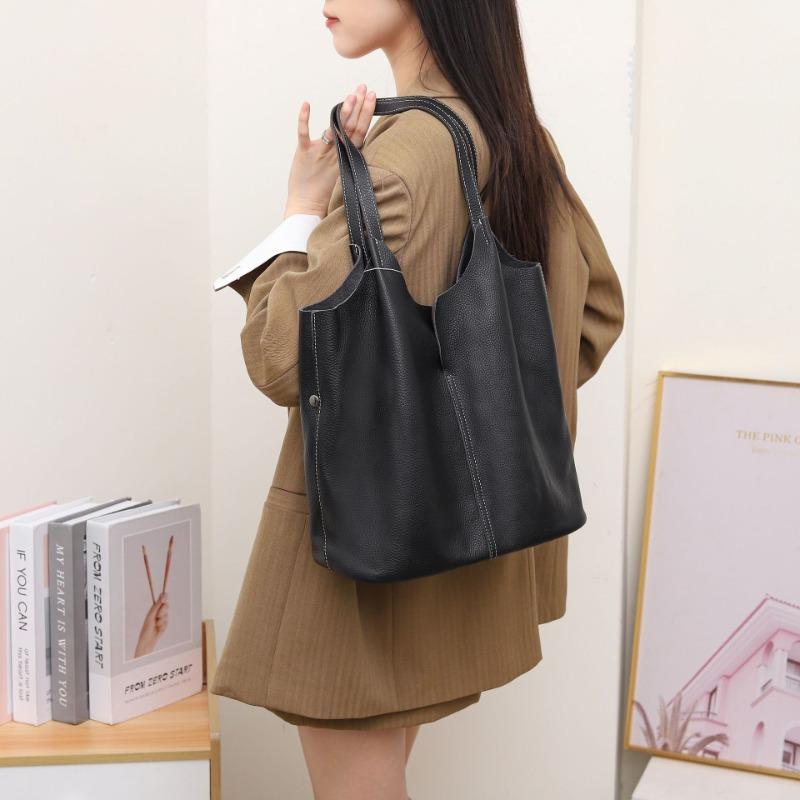 

Большая сумка из мягкой кожи, модная на плечо, сумка-мессенджер чёрный