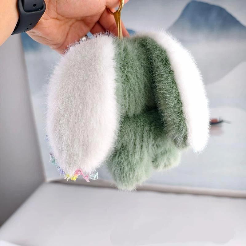 Sweet Fairy Style Lace Rabbit Plush Vinyl Doll Keychain For Backpack Pendant Hanging Ornament Birthday Gift