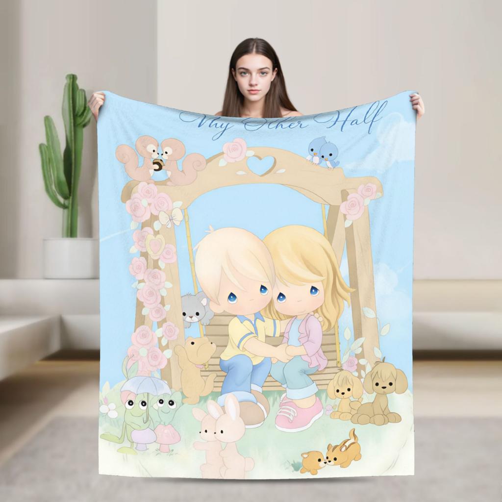 Precious Moments Blanket Picnic Flannel Bedding Throws For Couch Chair Sofa Bed Soft Warm Custom DIY Quality Bedspread Gift