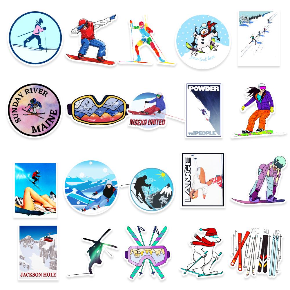 50/100 Sheets of Sports, Skiing, Skateboarding Stickers for Notebooks, Car Trunks, Water Cups & More