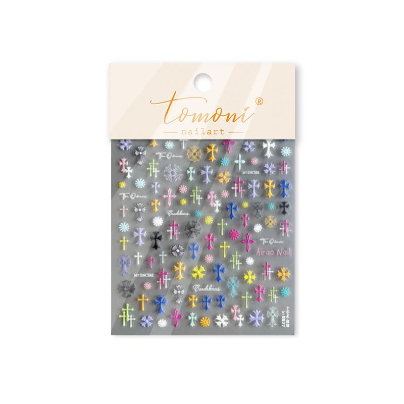 

Тони Эмбоссированные наклейки для ногтей - Японский крест и звезда аксессуары для нейл-арта