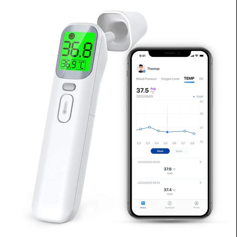 AMAIN Wireless No-Touch Household Thermometer Digital Infrared Fever Thermometer for Home Bluetooth Forehead Thermometer Plastic