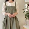 Cotton Kitchen Apron Adjustable Straps Cooking Apron Multifunctional Korean Style Apron  Painting