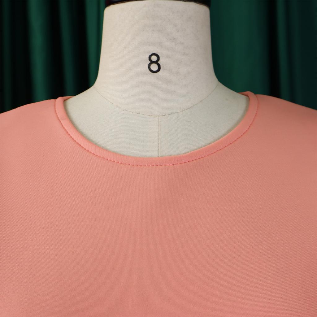 Summer Fashion Party Dresses for Women 2026 New O Neck Short Sleeve High Waisted Pleated Mid Calf Fashion Ladies Birthday Dinner Dress