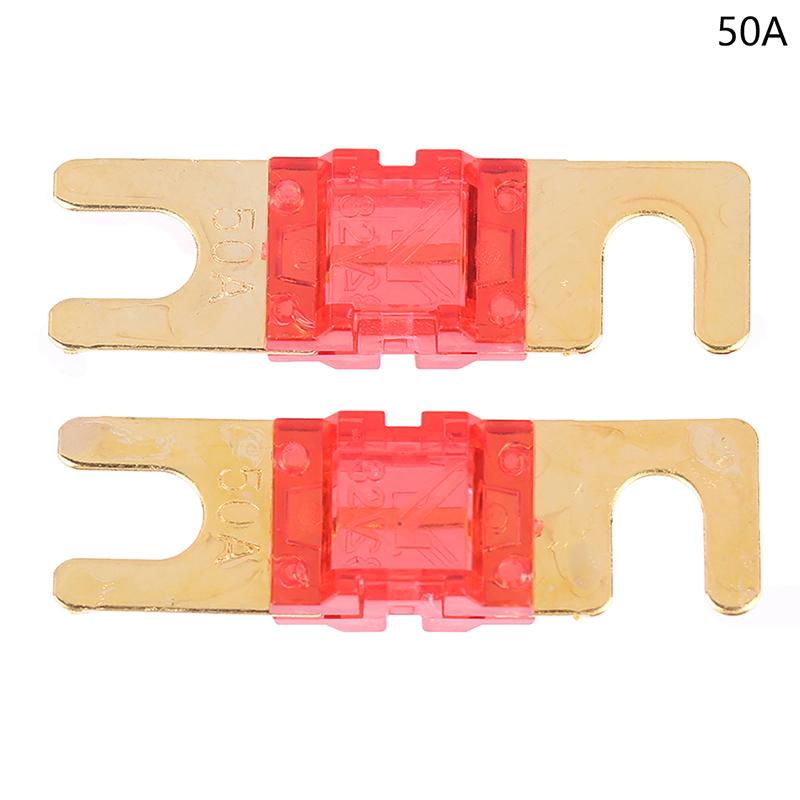 

2 шт. позолоченные автомобильные предохранители, мини-предохранитель для автомобильной аудиосистемы 20A 30A 40A 50A 60A 70A 80A 100A 120A 125A 150A 175A 200A 32V автоматический предохранитель 50A