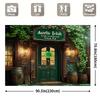 2D Vintage Irische Vieux Pub Fassade Hintergrund mit Grünem Efeu und Klee