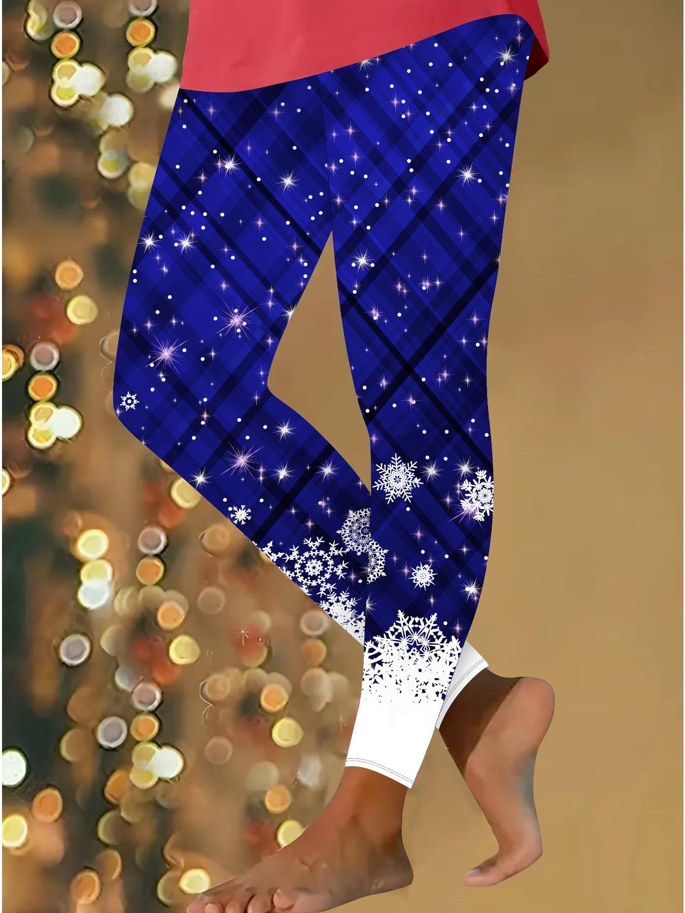 

Жіночі різдвяні легінси для йоги з принтами, еластичні, для фітнесу, бігу, спортзалу, активного відпочинку XXL синій