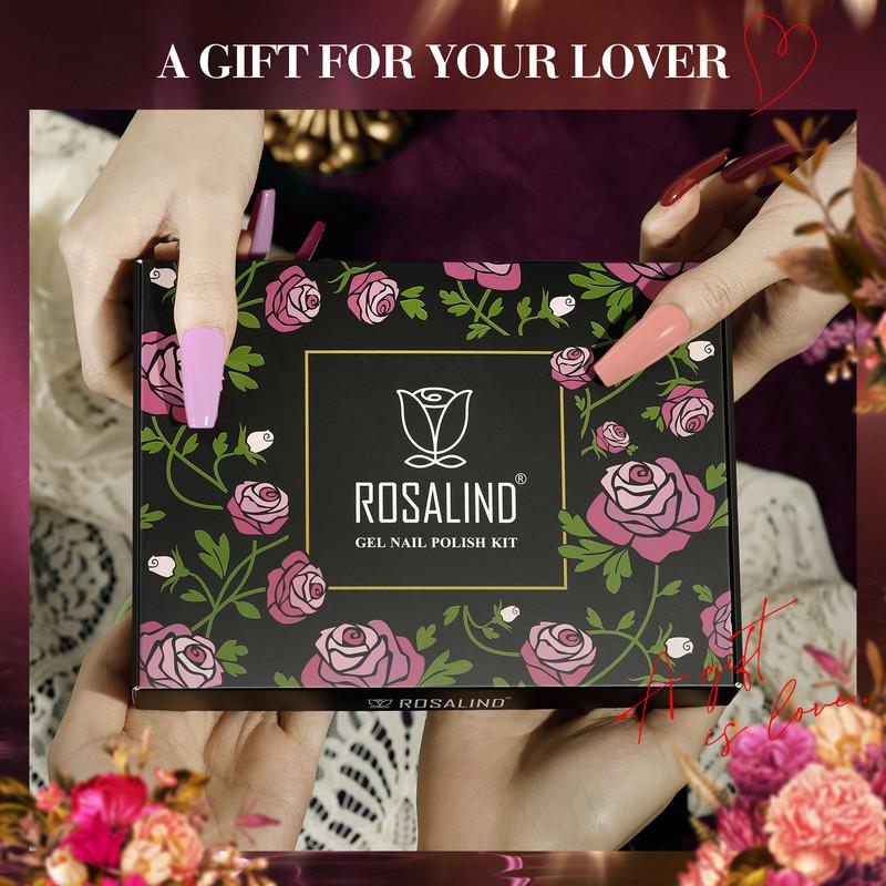 ROSALIND 8pcs Gel Nail Polish Set Gel Varnishes Kits Nail Polishes Hybrid Semi Permanent UV/Led Cure Box Kits for Nail Art Design