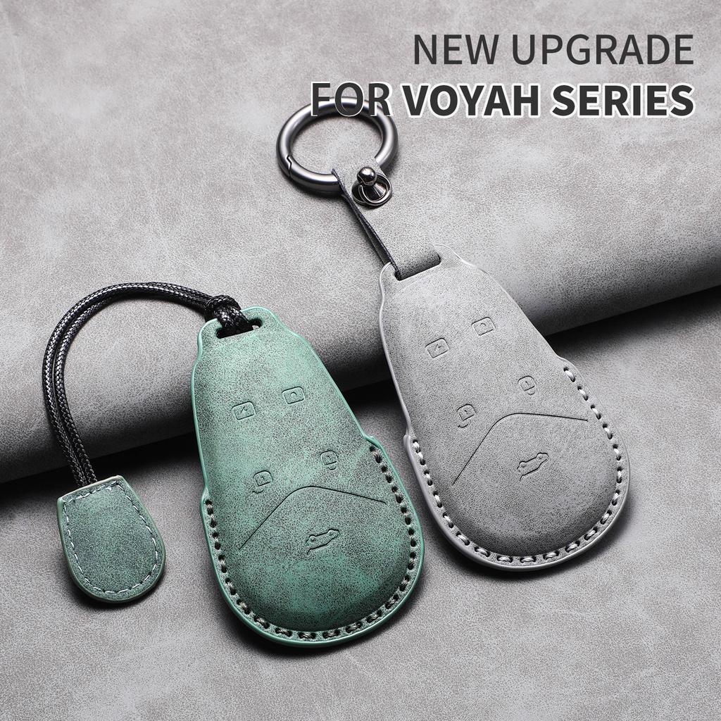 3D Leather Car Key Case Cover For VOYAH DREAM POWER PHEV EV Car Remote Keychain Anti-Scratch Cover Shell Decorative Accessories