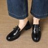 Krazing Pot Microfiber Round Toe Chunky Heels Spring Shoes Big Size 43 Street Wear Women Deep Mouth Vintage Pumps