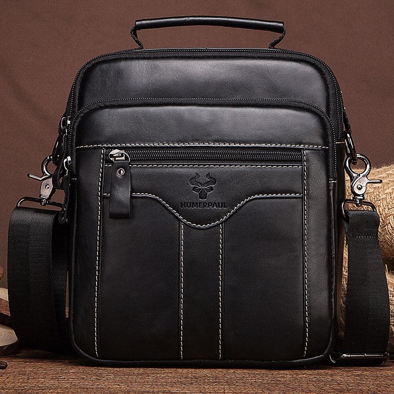 Humerpaul Berühmte Marke Neue Mann Umhängetasche Umhängetasche Multi-funktion Männer Handtaschen Große Kapazität Leder Kaffee Tasche Für Mann reise